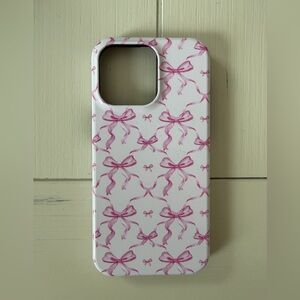 iPhone 15 Pro Max Pink Bow Pattern Phone Case